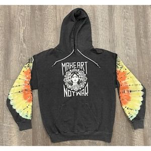 Obey Women's Make Art Not War Hoodie Sweatshirt LARGE Tie Dye Arms *See pic/hole